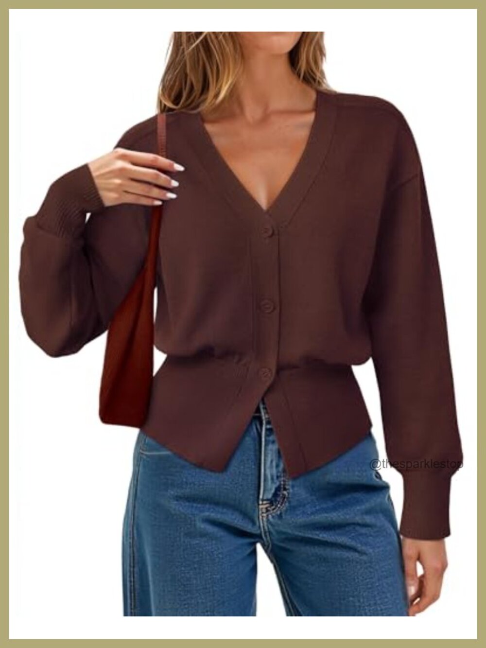 Womens Open Front Cardigan Ribbed Knit Long Sleeve Button Sweater